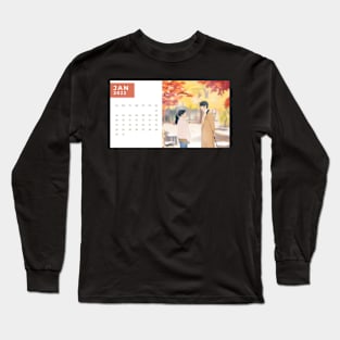 Calendar 2022 January with Korean Dramas Long Sleeve T-Shirt